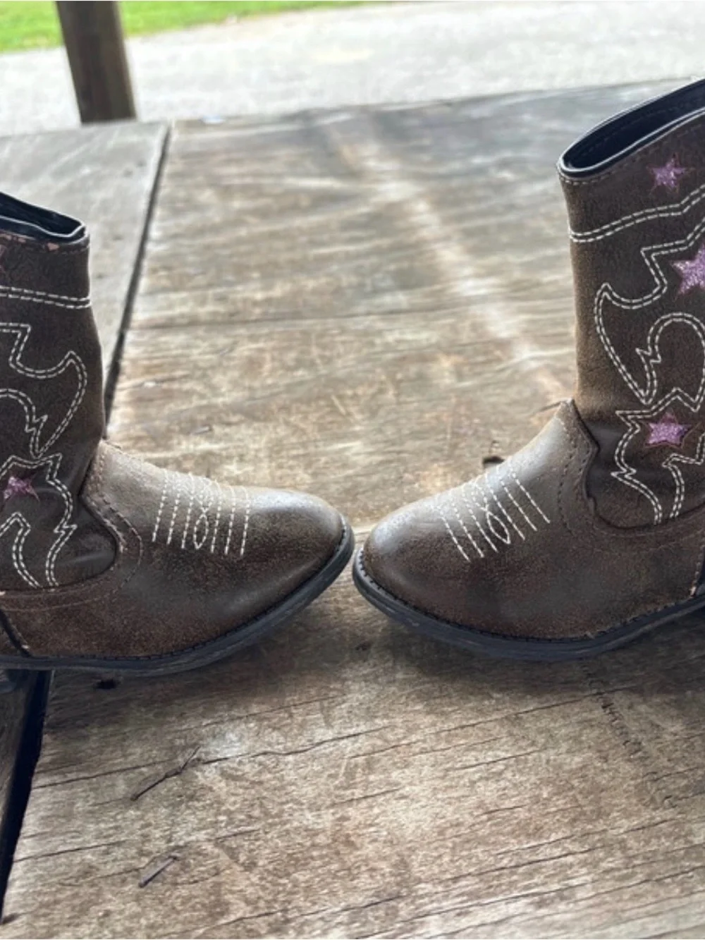 Toddlers size 7 Kids Brown Zip-Front Western Boots